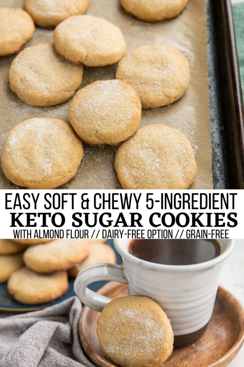 Almond Flour Keto Sugar Cookies made with 5 basic ingredients. Soft, chewy, delicious sugar-free sugar cookies!