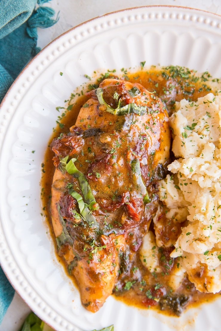 Baked Creamy Sun-Dried Tomato Chicken - dairy-free, gluten-free, paleo, whole30, delicious