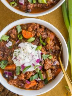 Crock Pot Turkey Chili with Black Beans - an easy, flavorful slow cooker chili recipe that is high protein, low-fat!