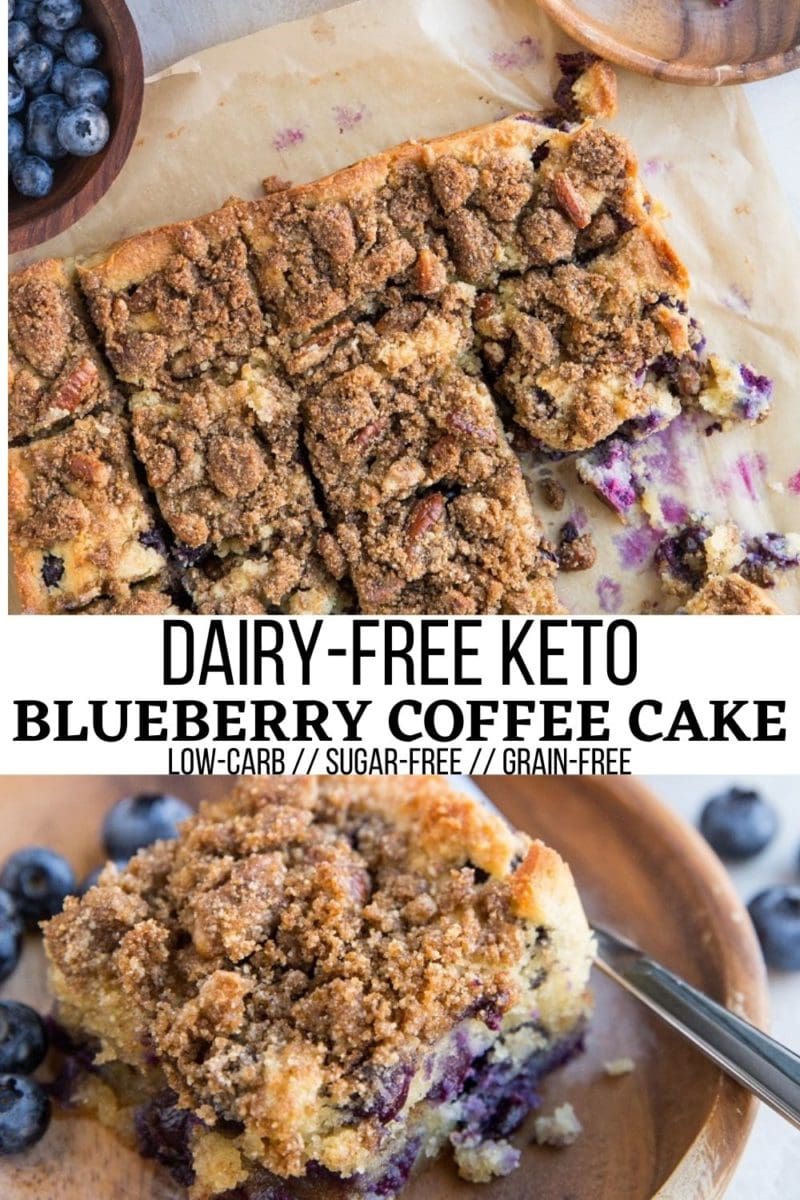 Dairy-Free Keto Blueberry Coffee Cake - grain-free, sugar-free, moist, fluffy, low-carb delicious breakfast recipe!