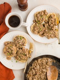 7-Ingredient Dairy-Free Sausage Gravy -thick, creamy, delicious gravy perfect for making biscuits and gravy