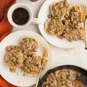 7-Ingredient Dairy-Free Sausage Gravy -thick, creamy, delicious gravy perfect for making biscuits and gravy