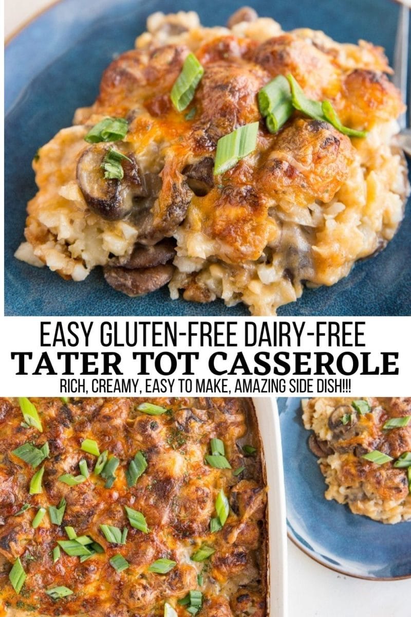 Easy Vegan Tater Tot Casserole made dairy-free and gluten-free for a delightful side dish of your dreams! Recipe includes options for using regular cheese and dairy as well!