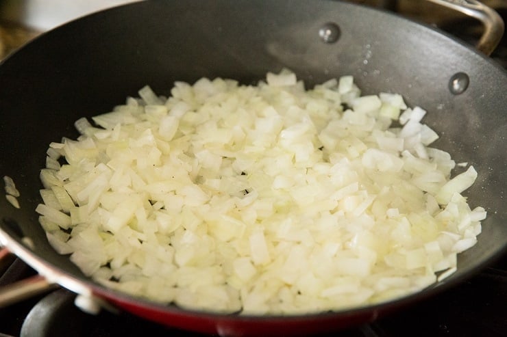 Sauté the onion in a skillet until translucent