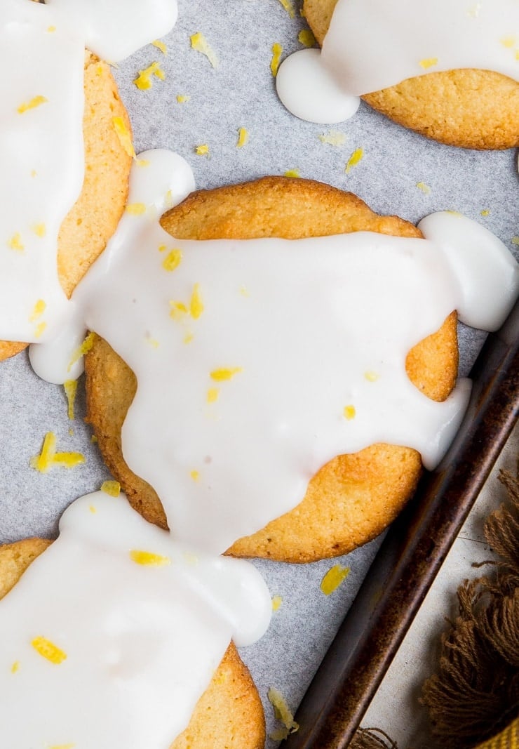Glazed Keto Lemon Cookies - sugar-free, grain-free, soft and chewy zesty lemon cookies!