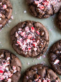 Gluten-Free Double Chocolate Peppermint Cookies are soft and gooey on the inside, crispy around the edges, and a pure joy to share.