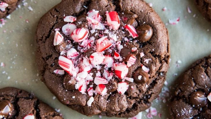 Gluten-Free Double Chocolate Peppermint Cookies are soft and gooey on the inside, crispy around the edges, and a pure joy to share.