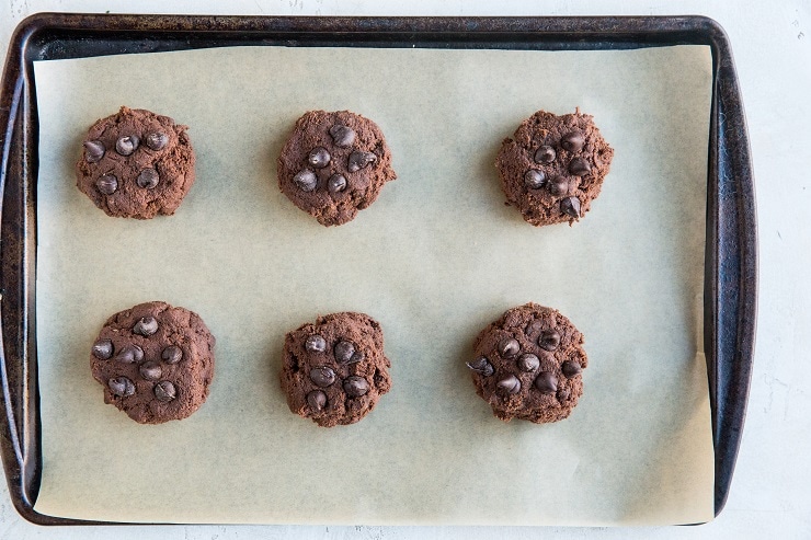 Scoop cookie dough onto a parchment-lined cookie sheet