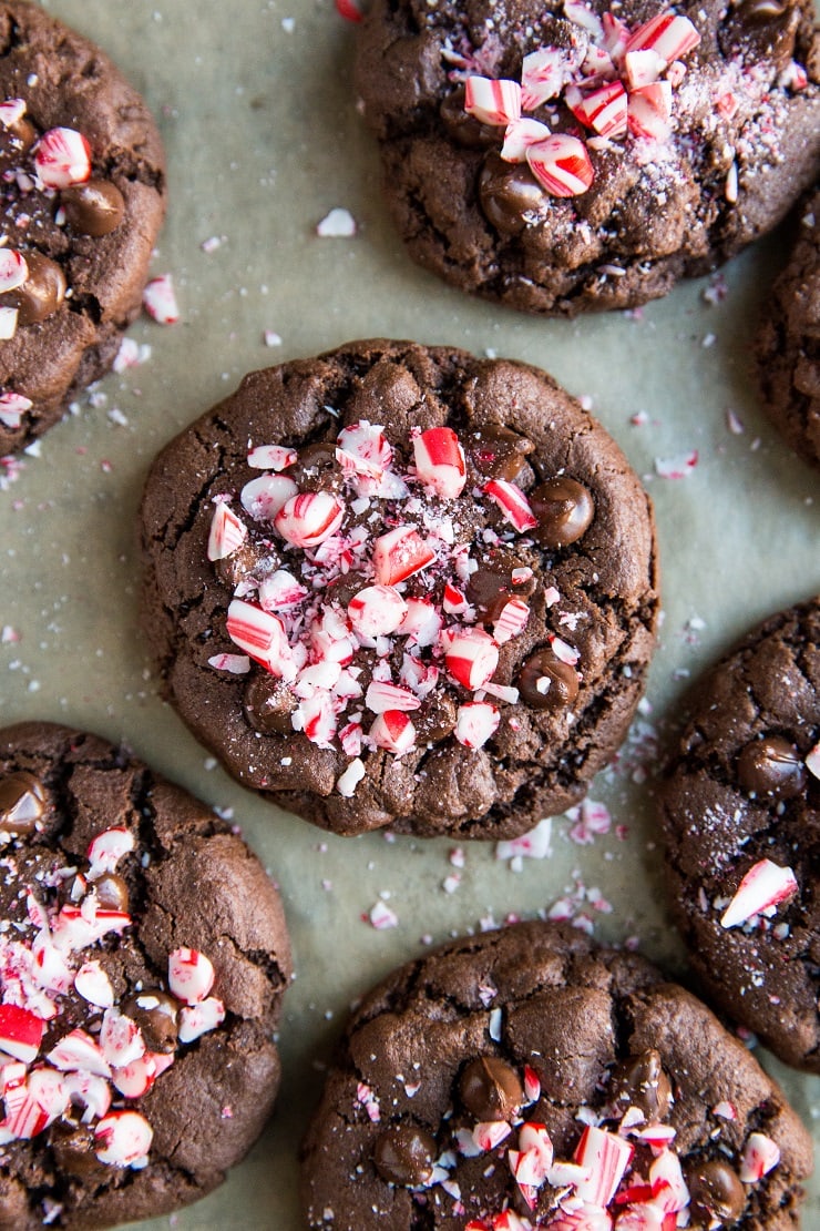 Gluten-Free Double Chocolate Peppermint Cookies are soft and gooey on the inside, crispy around the edges, and a pure joy to share. 