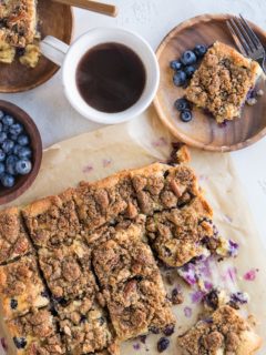 Keto Blueberry Coffee Cake - Dairy-free, grain-free, sugar-free blueberry coffee cake is lusciously moist and delicious