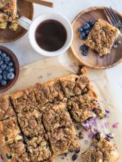 Keto Blueberry Coffee Cake - Dairy-free, grain-free, sugar-free blueberry coffee cake is lusciously moist and delicious