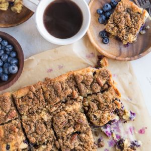 Keto Blueberry Coffee Cake - Dairy-free, grain-free, sugar-free blueberry coffee cake is lusciously moist and delicious