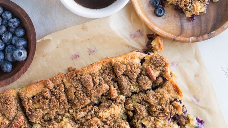 Keto Blueberry Coffee Cake - Dairy-free, grain-free, sugar-free blueberry coffee cake is lusciously moist and delicious