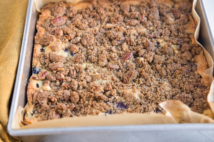 Blueberry Coffee Cake - low-carb, dairy-free, grain-free, and delicious