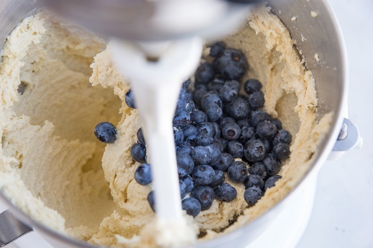 Add the blueberries to the batter