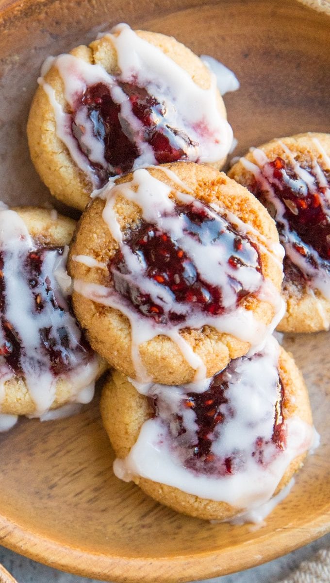 Keto Raspberry Thumbprint Cookies - vegan, grain-free, sugar-free, dairy-free and delicious!