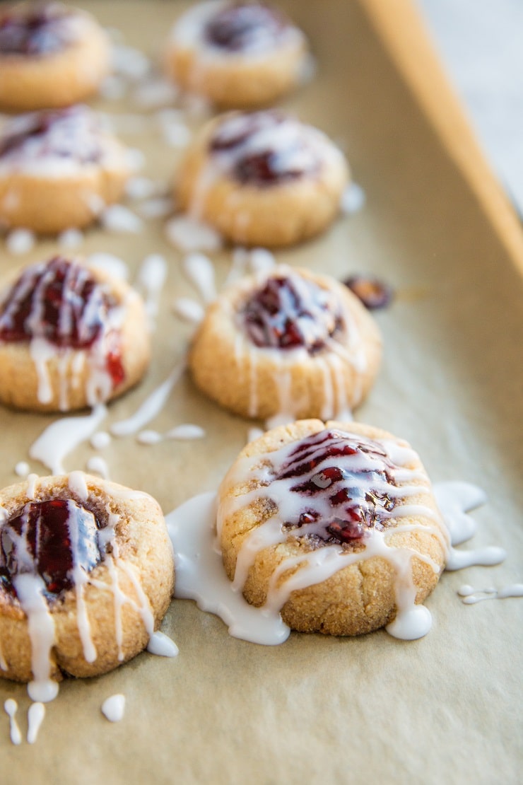 Keto Raspberry Thumbprint Cookies - vegan, no eggs, grain-free, dairy-free, easy to make, delicious!