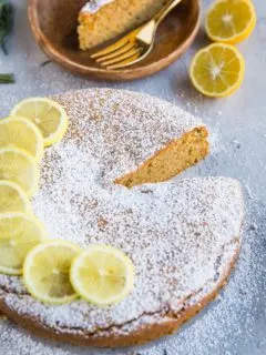 Grain-Free Lemon Rosemary Olive Oil Cake - dairy-free, refined sugar-free, plus a keto option. A healthier cake recipe that is rustic, citrusy and delicious