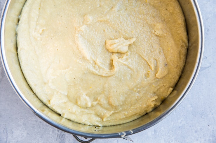 Pour the cake batter into a cake pan