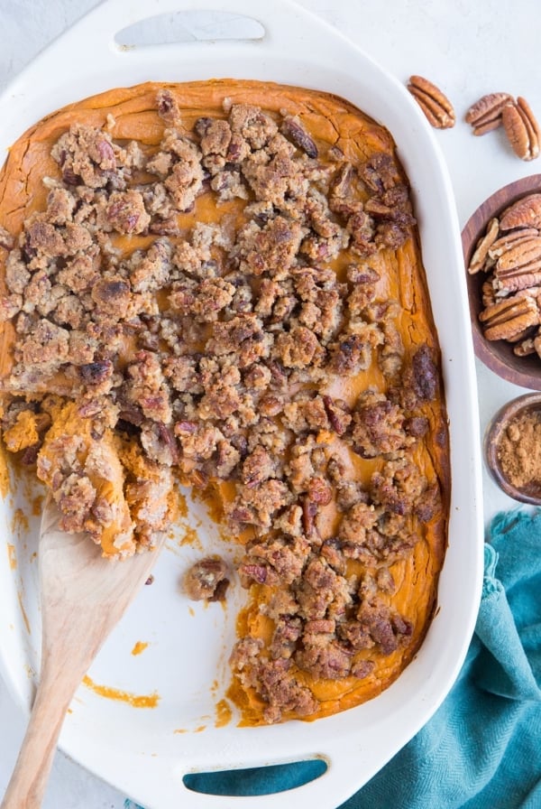 Healthy Paleo Sweet Potato Soufflé made grain-free, dairy-free, refined sugar-free and delicious!