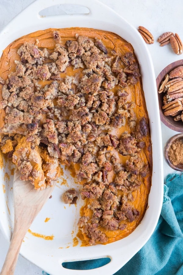 Healthy Paleo Sweet Potato Soufflé made grain-free, dairy-free, refined sugar-free and delicious!