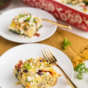 Greek Sausage Breakfast Casserole with Feta, Spinach, Sun-Dried Tomatoes, Artichoke Hearts, and Olives - a remarkably flavorful keto breakfast recipe