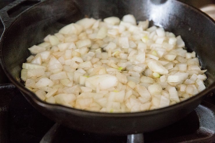 Sauté the onion in the skillet