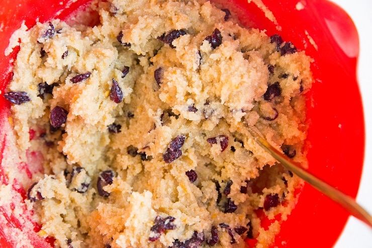 Dough for vegan scones in a mixing bowl