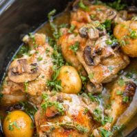 Crock Pot Creamy Mushroom Chicken with Potatoes - The Roasted Root