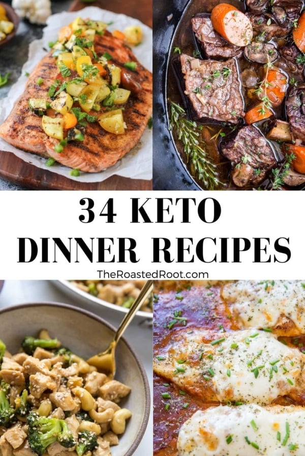 34 Easy Keto Dinner Ideas - healthy low-carb dinner recipes that are delicious for all types of eaters.
