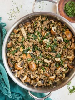 30-Minute Ground Beef and Mushroom Skillet - a nutritious, quick, easy, and flavorful clean dinner recipe that is low-carb, paleo, whole30 and keto