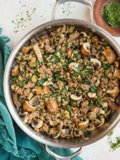30-Minute Ground Beef and Mushroom Skillet - a nutritious, quick, easy, and flavorful clean dinner recipe that is low-carb, paleo, whole30 and keto