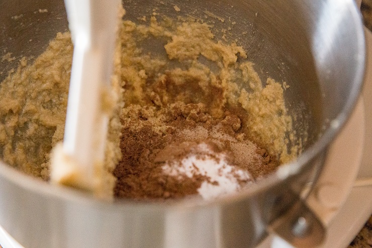 Add the flour, cacao powder, sea salt, and baking soda