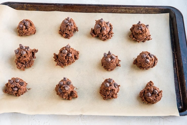 Scoop mounds of dough onto a cookie sheet