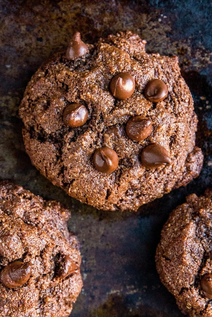 Keto Double Chocolate Chip Cookies - grain-free, sugar-free, low-carb cookie recipe