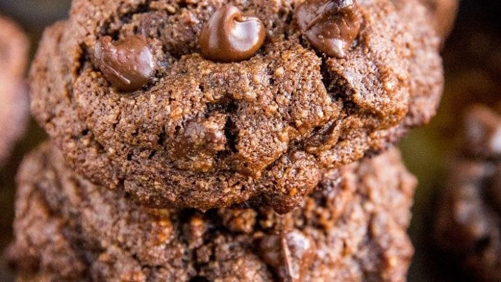 Keto Double Chocolate Sugar-Free Chocolate Chunk Cookies - sugar-free chocolate cookies made with almond flour
