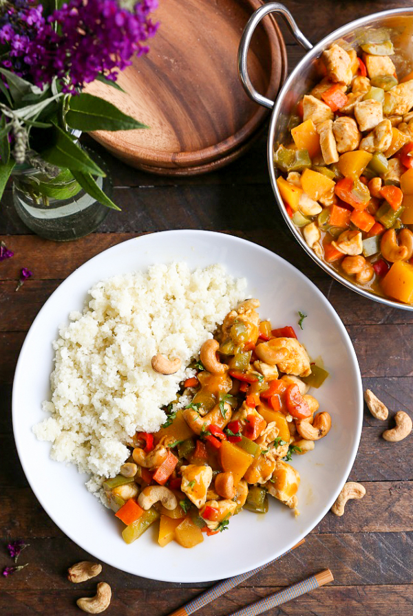 Paleo Mango Cashew Chicken - an easy dinner recipe requiring few ingredients and less than 40 minutes to make!