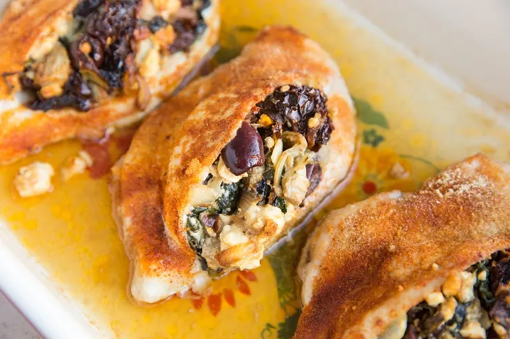 Easy Mediterranean Stuffed Chicken with spinach, feta, sun-dried tomatoes, and more! A flavorful, filling low-carb dinner recipe