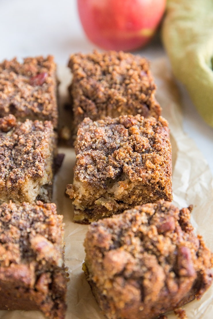 Grain-Free Apple Cinnamon Coffee Cake - made with almond flour, this gluten-free coffee cake recipe is also dairy-free and refined sugar-free and healthier!