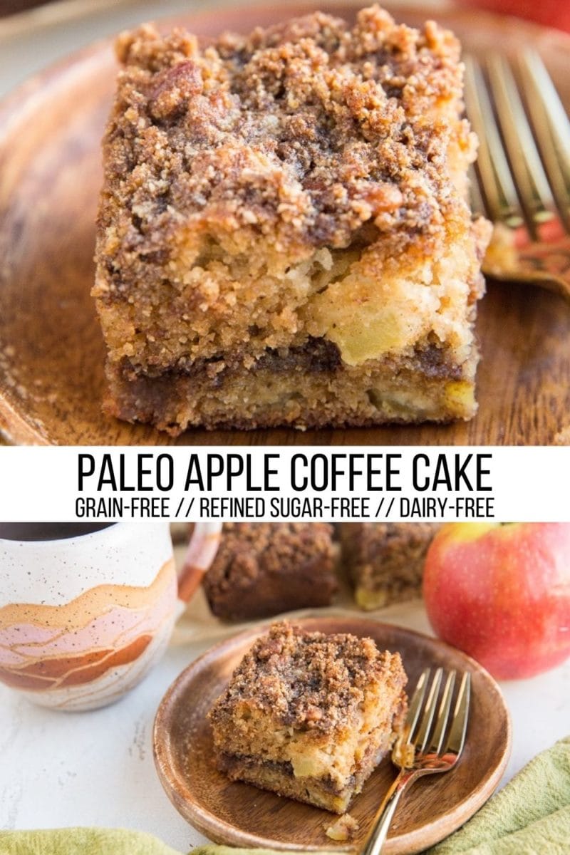 Paleo Apple Coffee Cake Recipe - grain-free coffee cake studded with apples. Refined sugar-free, dairy-free, moist and delicious!