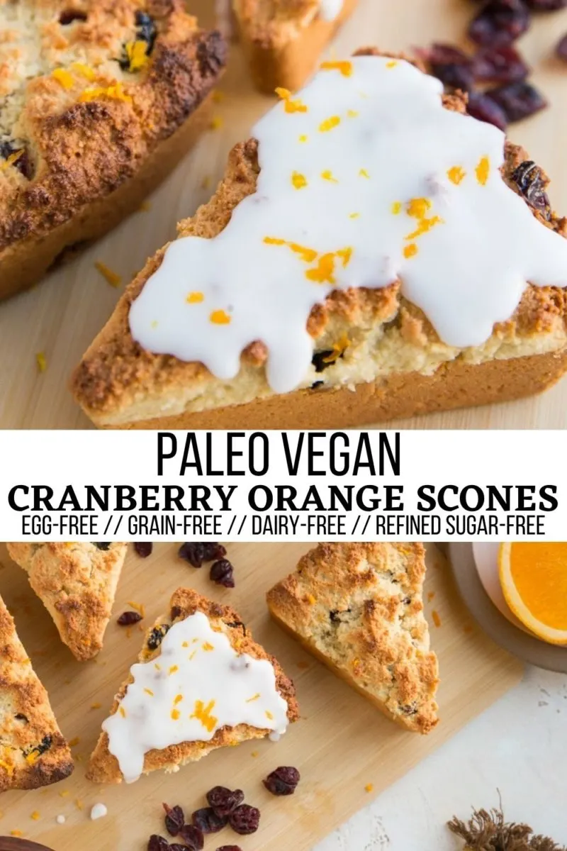 Paleo Vegan Cranberry Orange Scones - grain-free, egg-free, refined sugar-free, dairy-free scones that are zesty, perfectly sweet, and a lovely way to start the day.