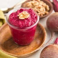 Roasted Beet Pesto with walnuts - a flavorful, nutrient-dense pesto sauce recipe