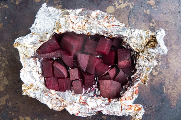 Cooked beets after roasting
