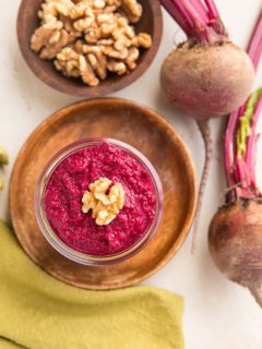 Roasted Beet Pesto with Walnuts - a nutritious pesto sauce recipe loaded with antioxidants