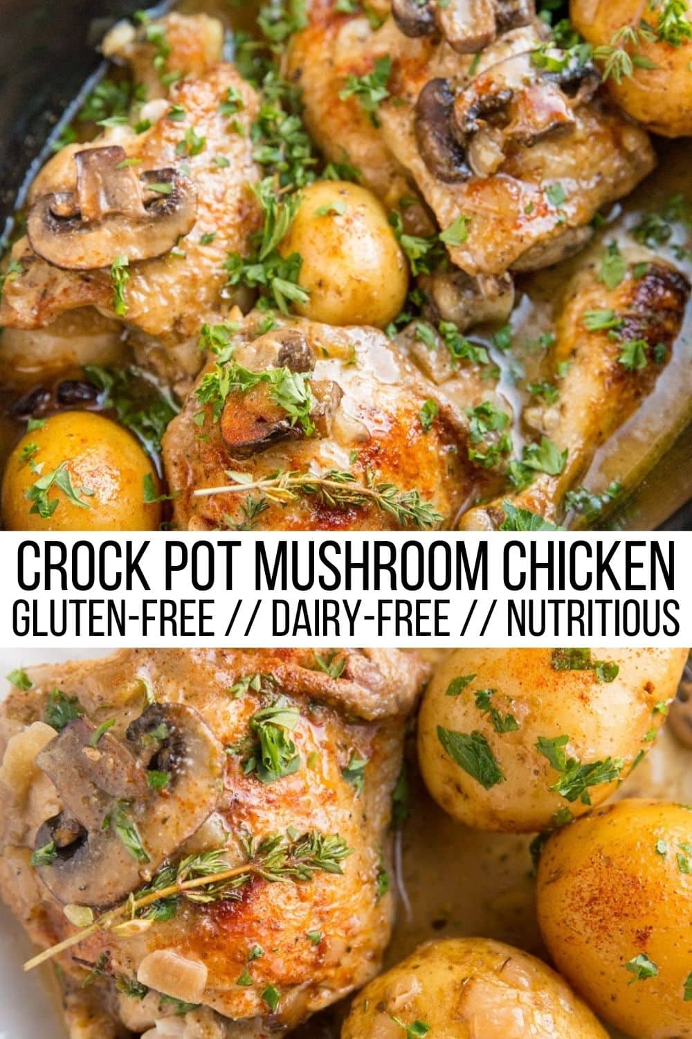 Crock Pot Creamy Mushroom Chicken - dairy-free, gluten-free, paleo, whole30, healthy dinner recipe made easy in the slow cooker!