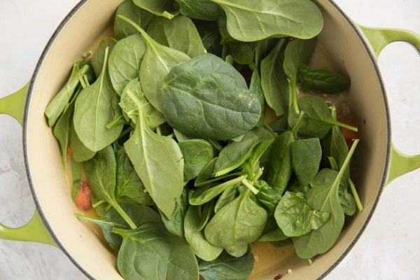 Add the baby spinach