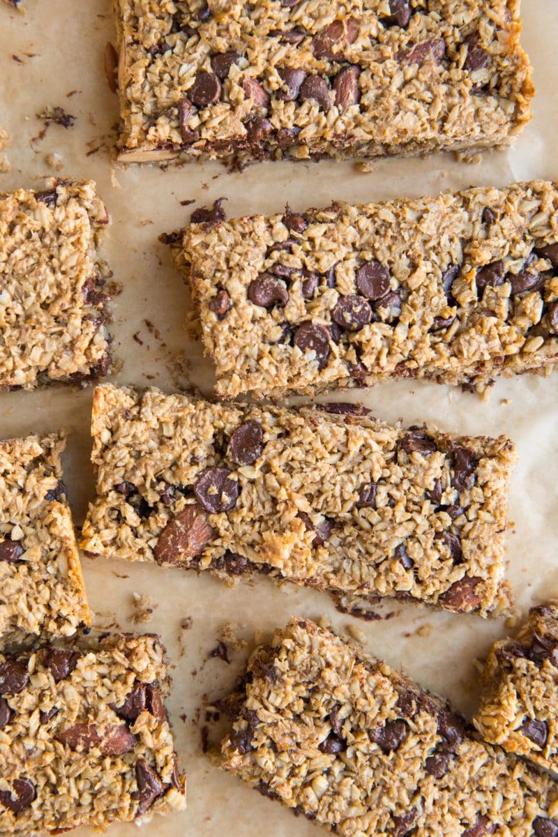 Healthy Homemade Granola Bars made with 5 ingredients! Lower in sugar, good source of protein.