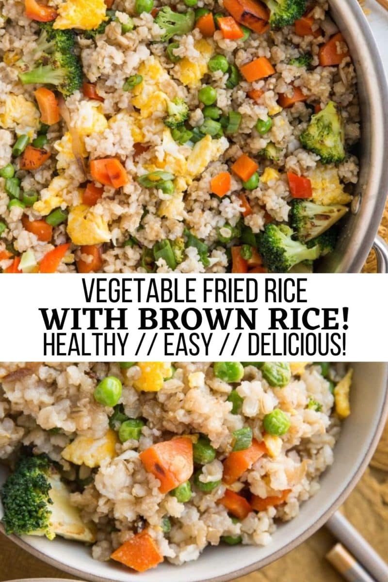Healthy Vegetable Fried Rice with brown rice, broccoli, and more! Fresh, flavorful, delicious!