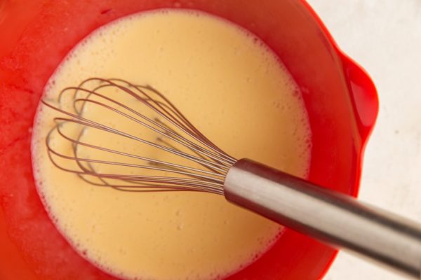 Egg mixture in a mixing bowl