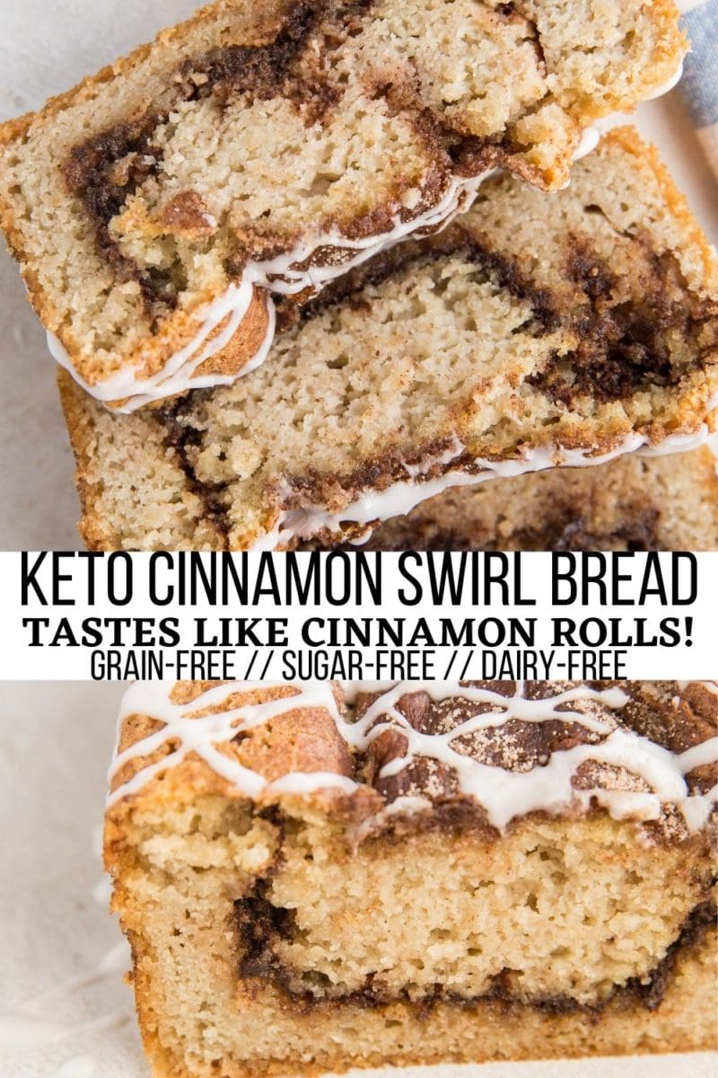 Keto Cinnamon Swirl Bread - grain-free, sugar-free, dairy-free made with almond flour! A low-carb treat that tastes like cinnamon rolls but is so easy to make!